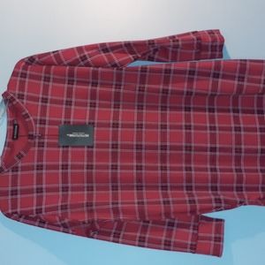 NWT Pretty Little Thing Red Plaid Plus Size 16 Bodycon Side Slit Dress